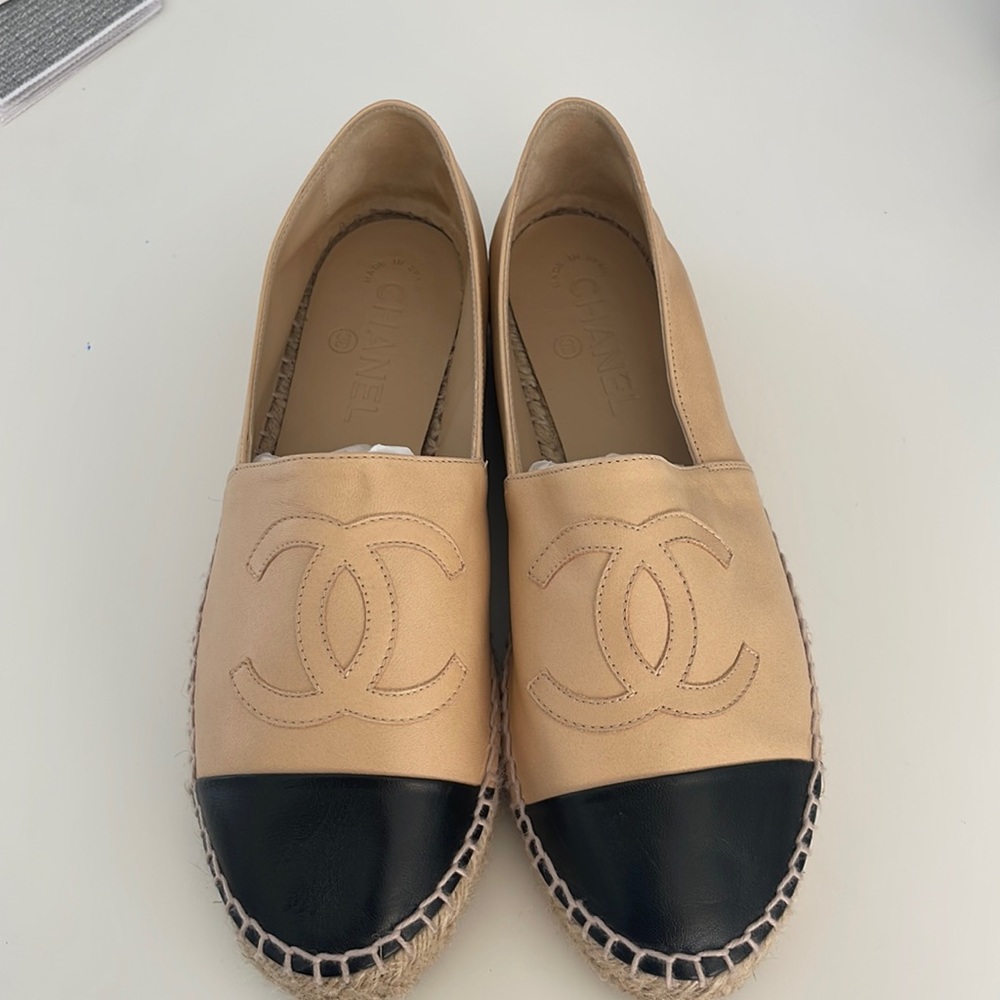 Chanel leather espadrilles lamb skin size 38